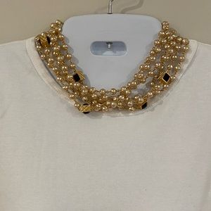 Pearl and black stone 90’s costume jewelry necklace